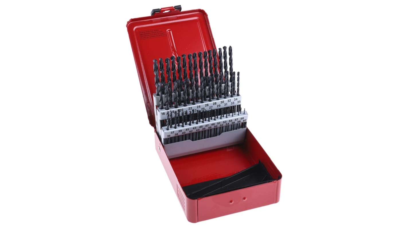A190 12 Dormer 60Piece Twist Drill Bit Set for Metal, 60mm Max, 1