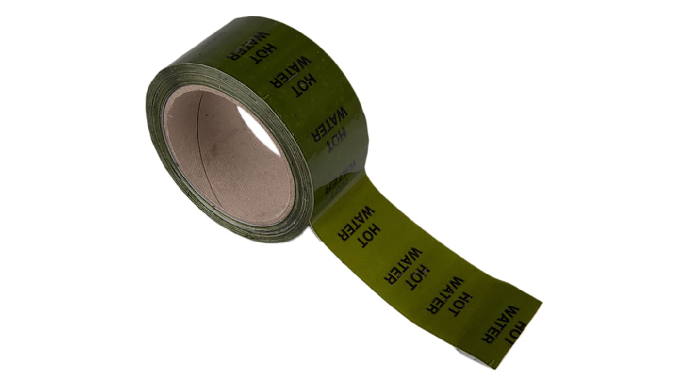 RS PRO Green PP, Vinyl Pipe Marking Tape, text Hot Water, Dim. W 50mm x