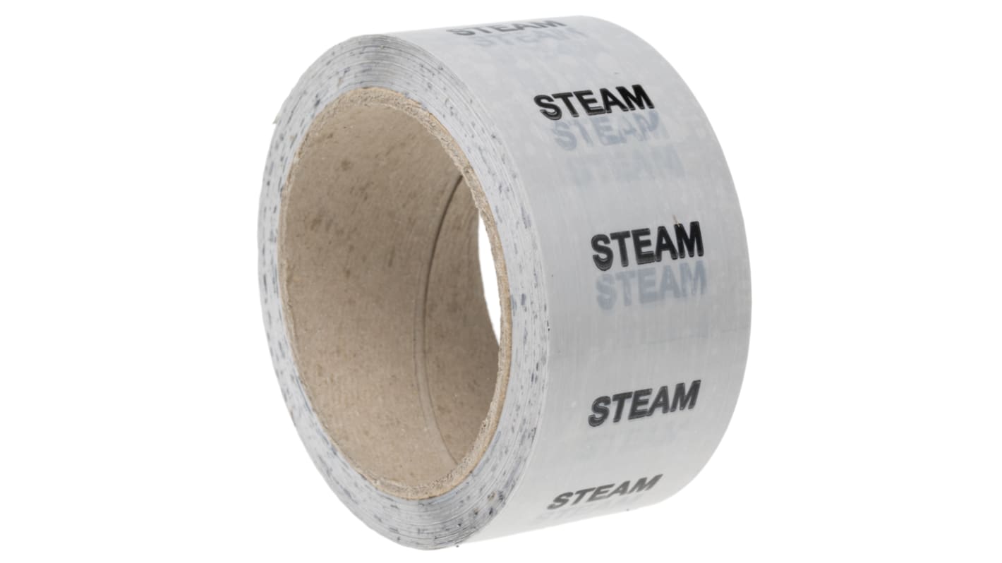 RS PRO Grey PP, Vinyl Pipe Marking Tape, text Steam, Dim. W 50mm x L 33m