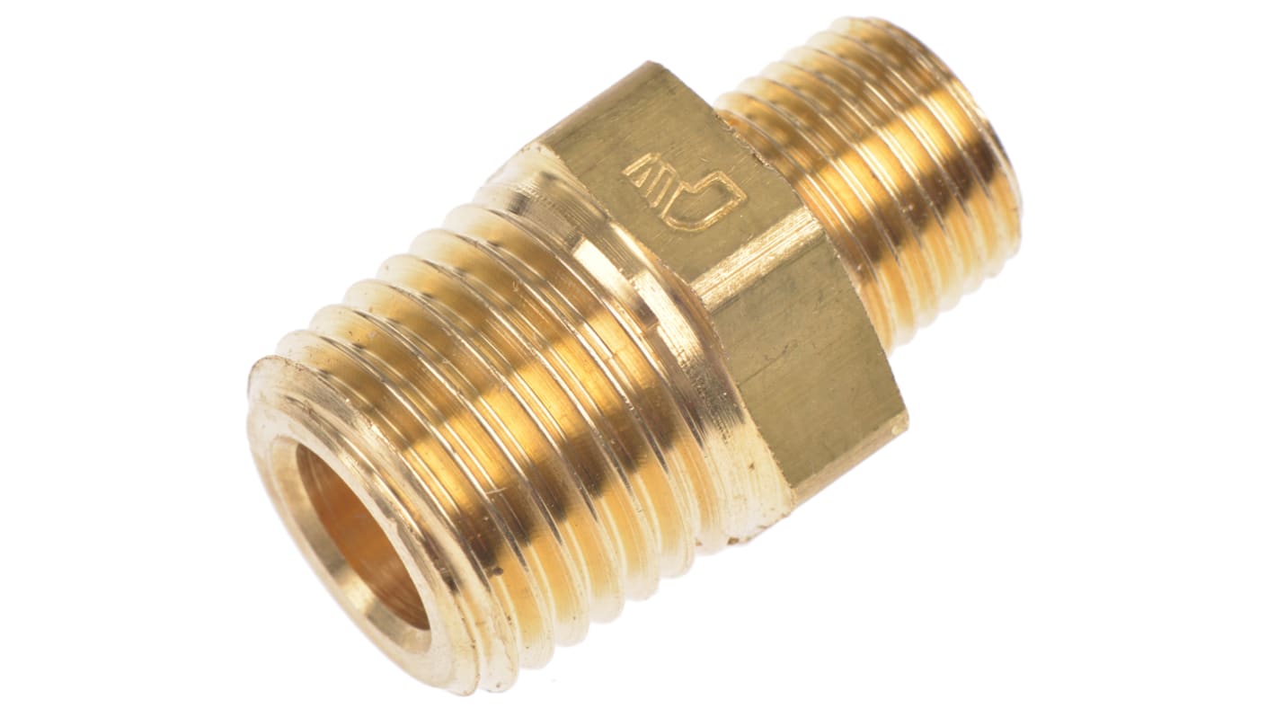 Legris LF3000 Series Straight Threaded Adaptor, R 1/4 Male to R 1/8 Male, Threaded Connection Style