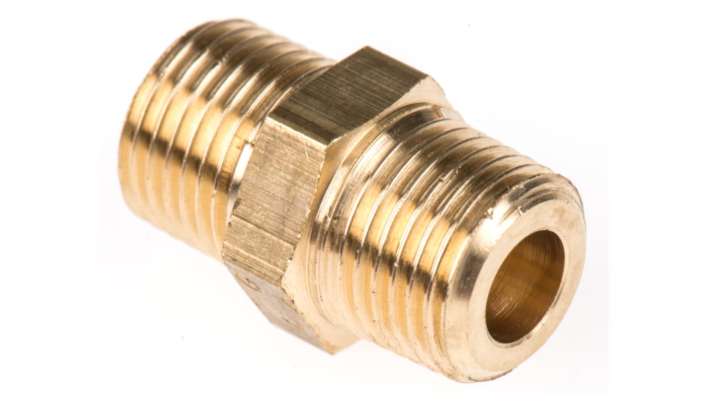 Legris LF3000 Series Straight Threaded Adaptor, R 1/8 Male to R 1/8 Male, Threaded Connection Style