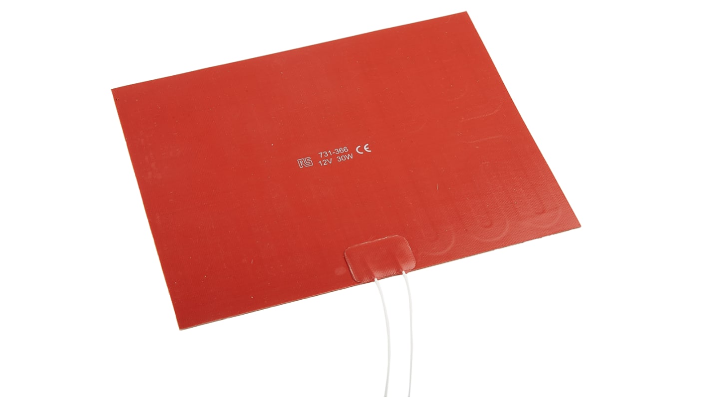 Tappetino riscaldante in silicone RS PRO, 12 V c.c., 30 W, 150 x 200mm, +300°C