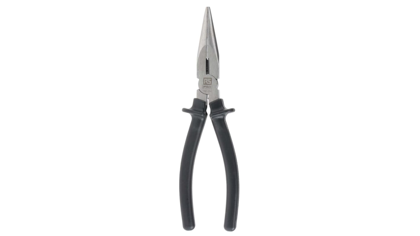 RS PRO Long Nose Pliers, 200 mm Overall, Straight Tip, 53mm Jaw