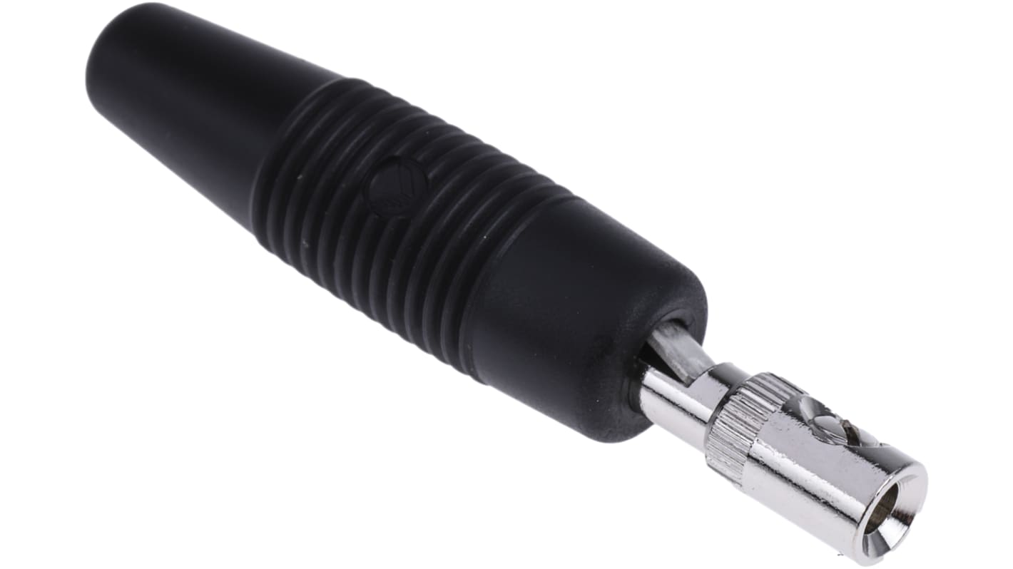 Hirschmann Test & Measurement Black Male Banana Plug, 4 mm Connector, Screw Termination, 16A, 30 V ac, 60V dc, Nickel