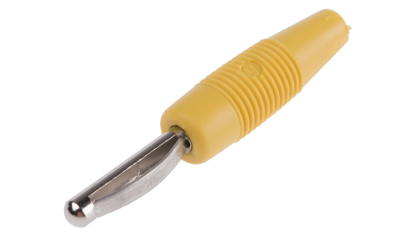 Hirschmann 4 mm Bananenstecker Gelb, Kontakt vernickelt, 30 V ac, 60V dc / 16A, Schraubanschluss