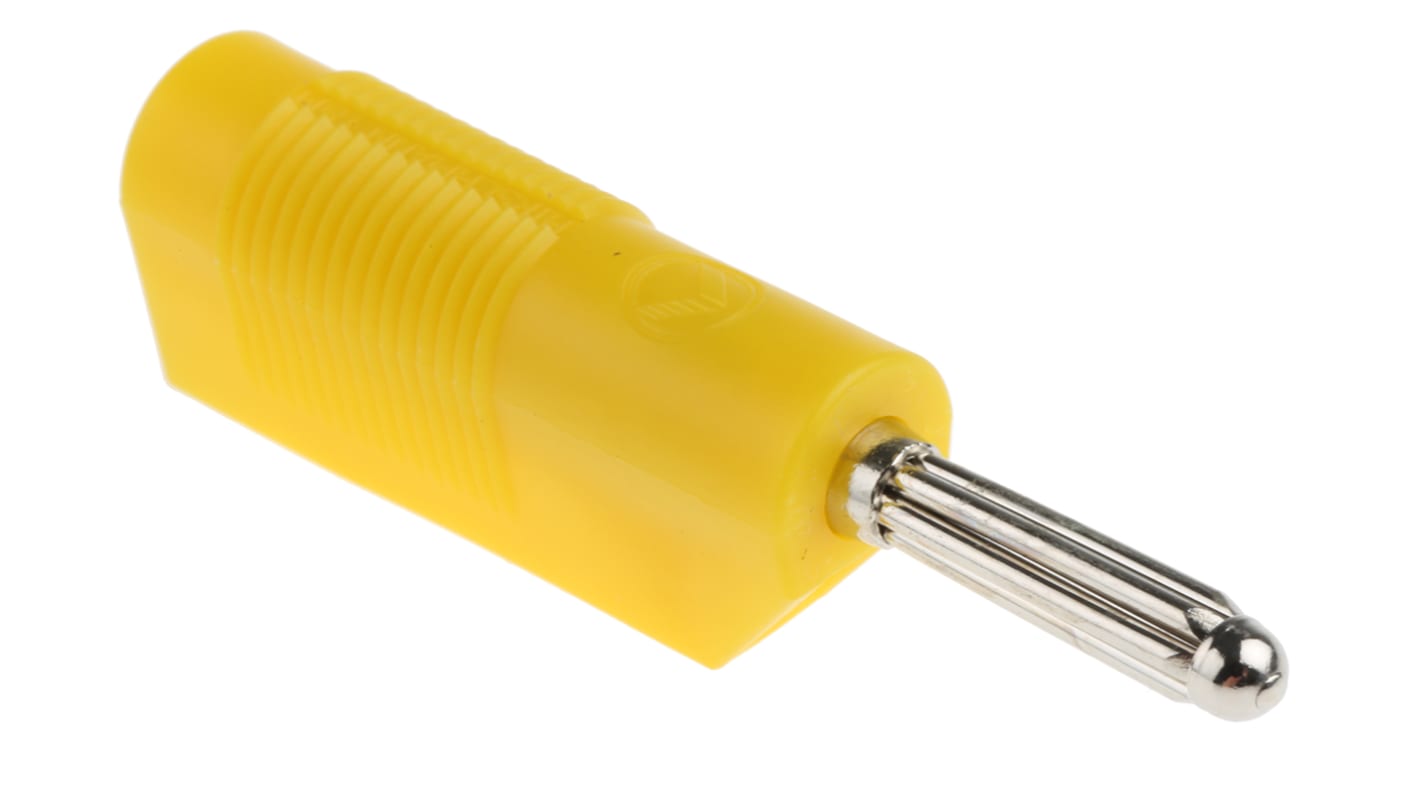 Hirschmann Test & Measurement Yellow Male Banana Plug, 4 mm Connector, Screw Termination, 30A, 60V dc, Nickel Plating