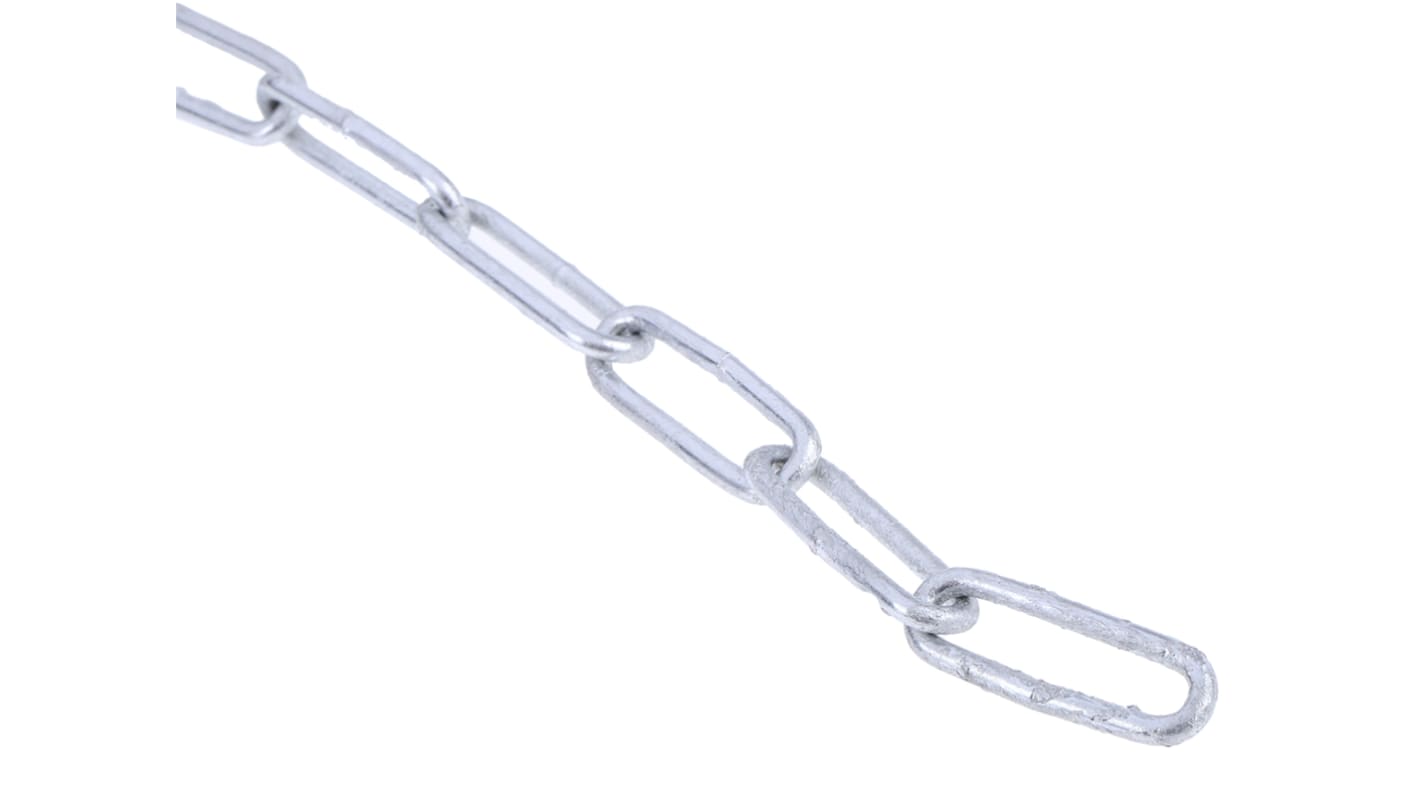 RS PRO Link Stahl Kette, Galvanisiert, 10m, Hublast 30 kg