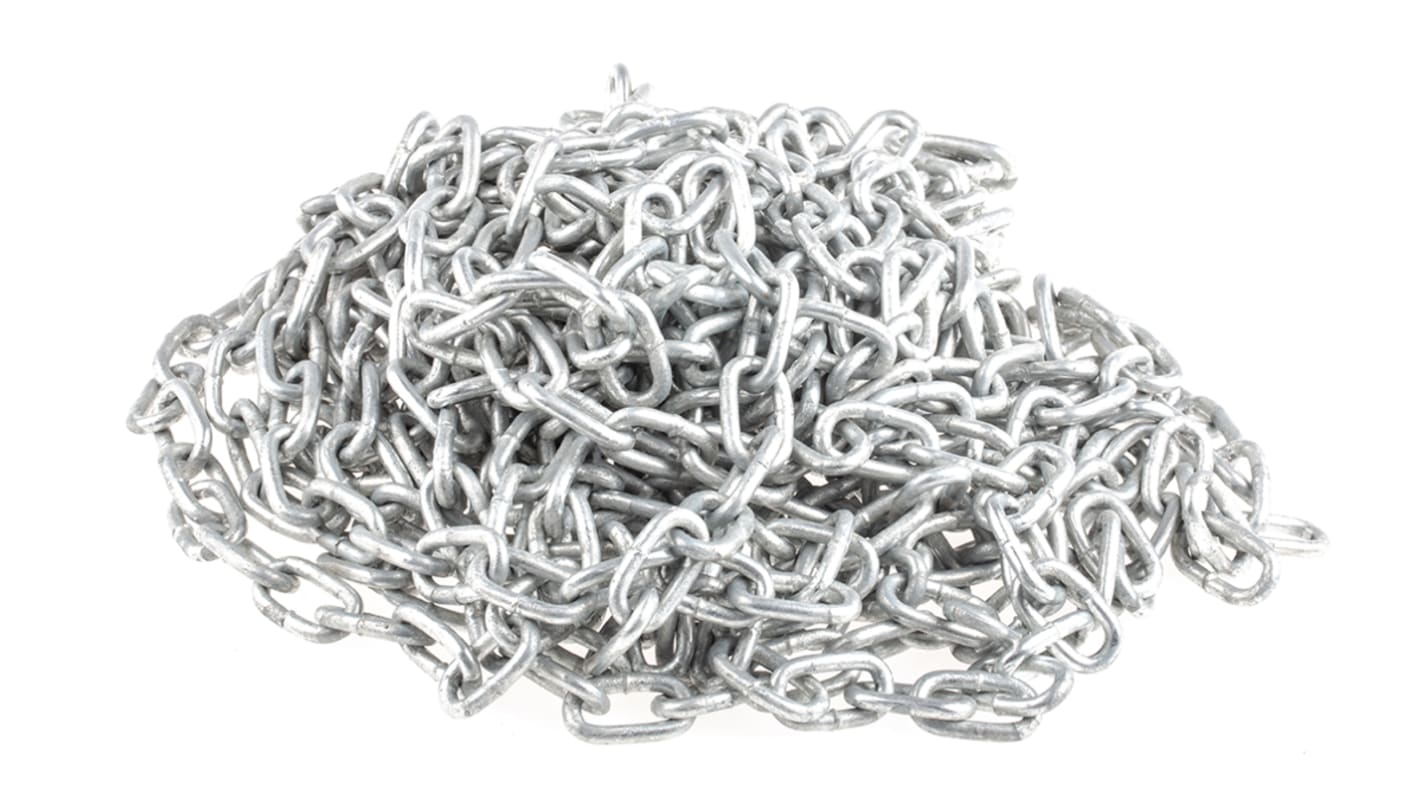 RS PRO Galvanised Steel Chain, 10m Length, 100 kg Lifting Load