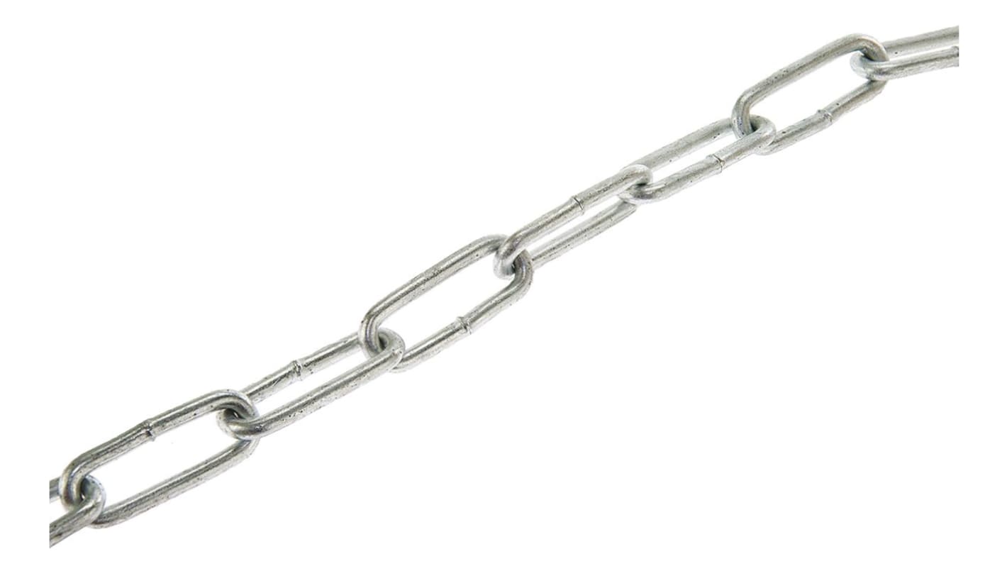 Chaîne de liaison, Acier Plaqué Zinc, dia. 4mm, longueur 32mm, 85 kg de charge