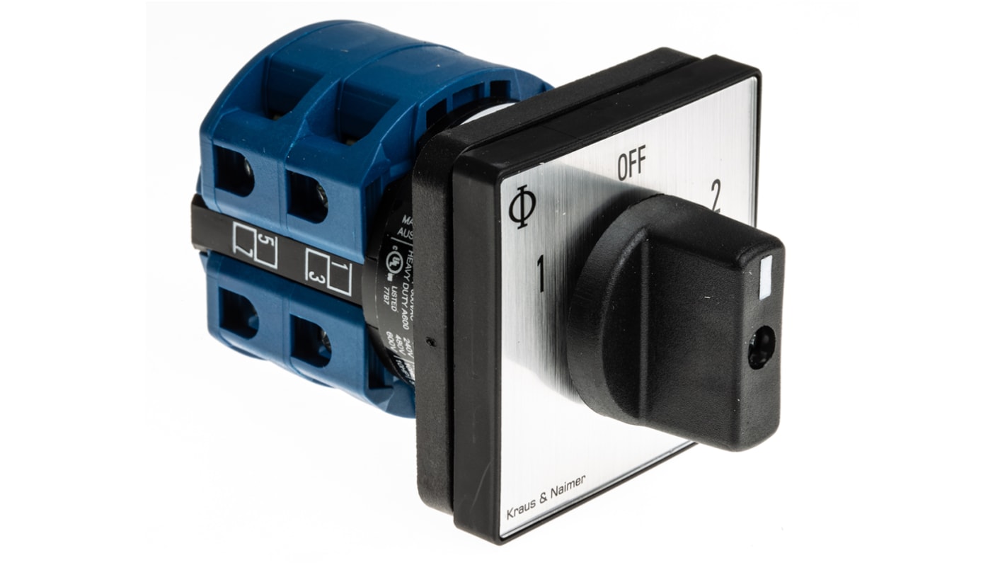 Kraus & Naimer, DP 3 Position Double Throw Cam Switch, 20A