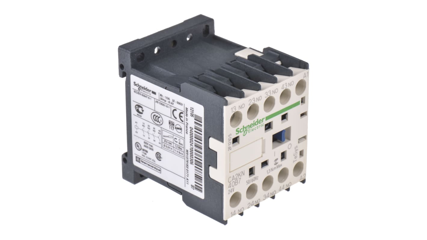 Contattore Schneider Electric, serie CA2KN, 4NO, 10 A