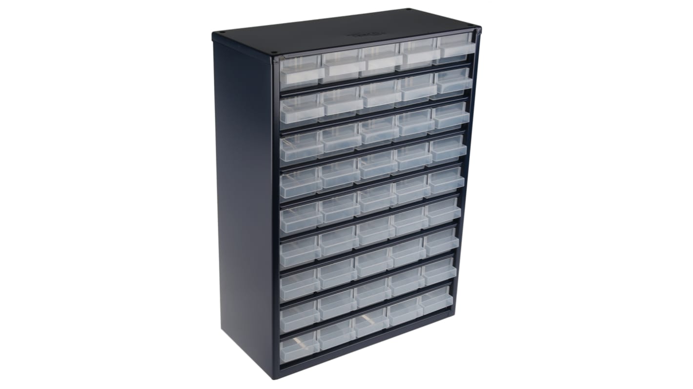 Raaco 45 Drawer Storage Unit, Steel, 417mm x 306mm x 150mm, Blue