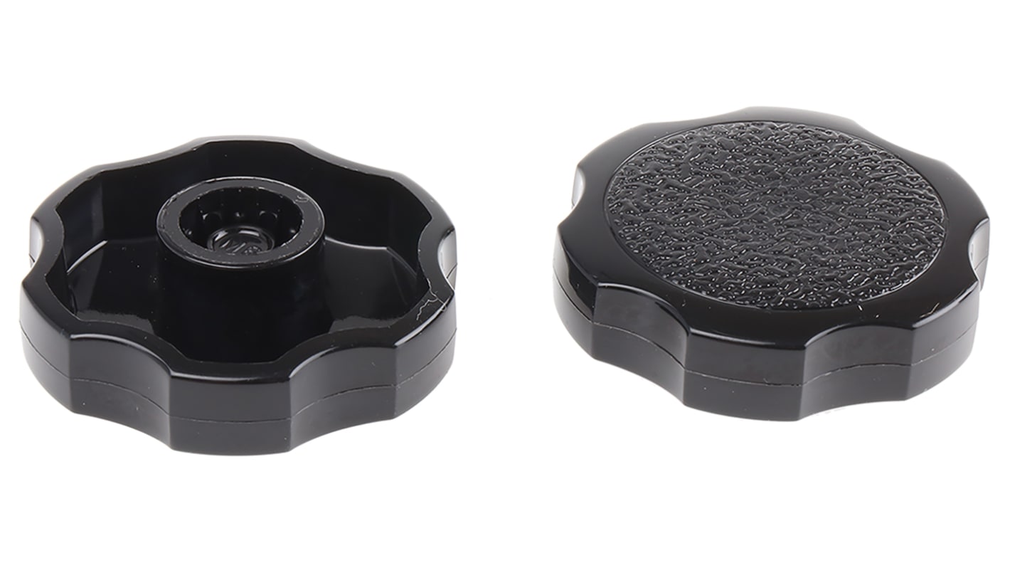 RS PRO Black Multiple Lobes Clamping Knob, M6, Unthreaded Hole