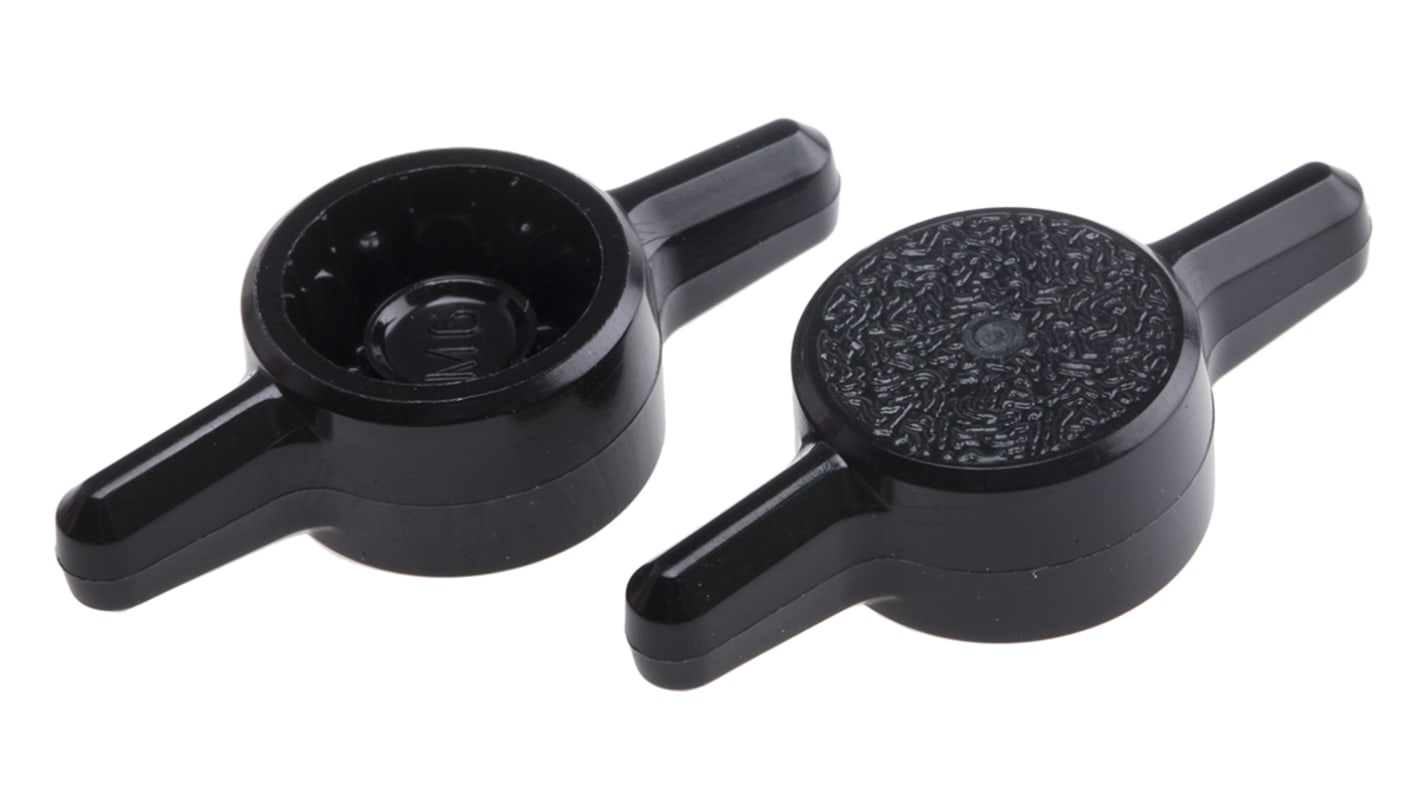 RS PRO Black 2-Arm Clamping Knob, M6, Unthreaded Hole