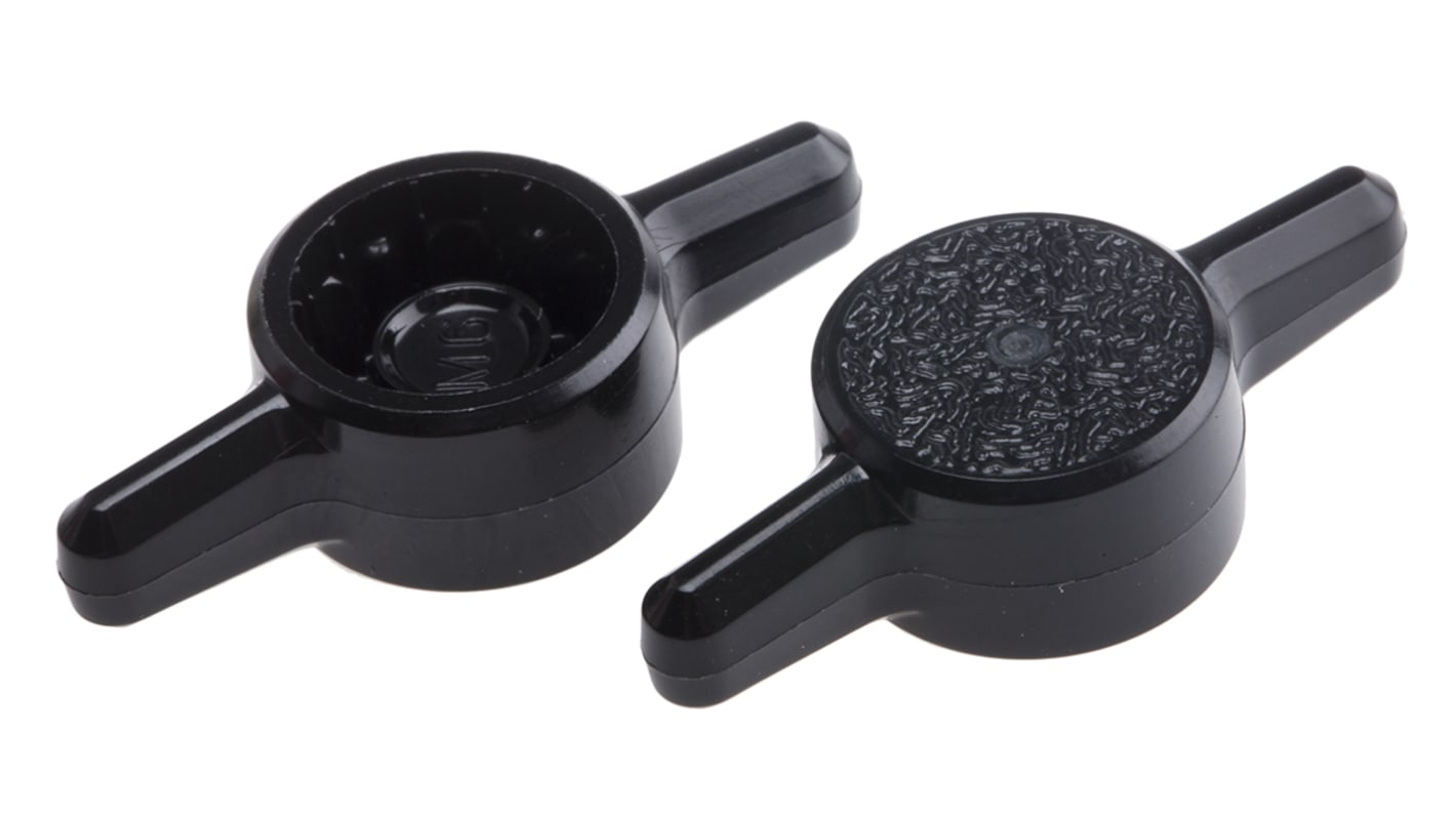 RS PRO Black 2-Arm Clamping Knob, M8, Unthreaded Hole