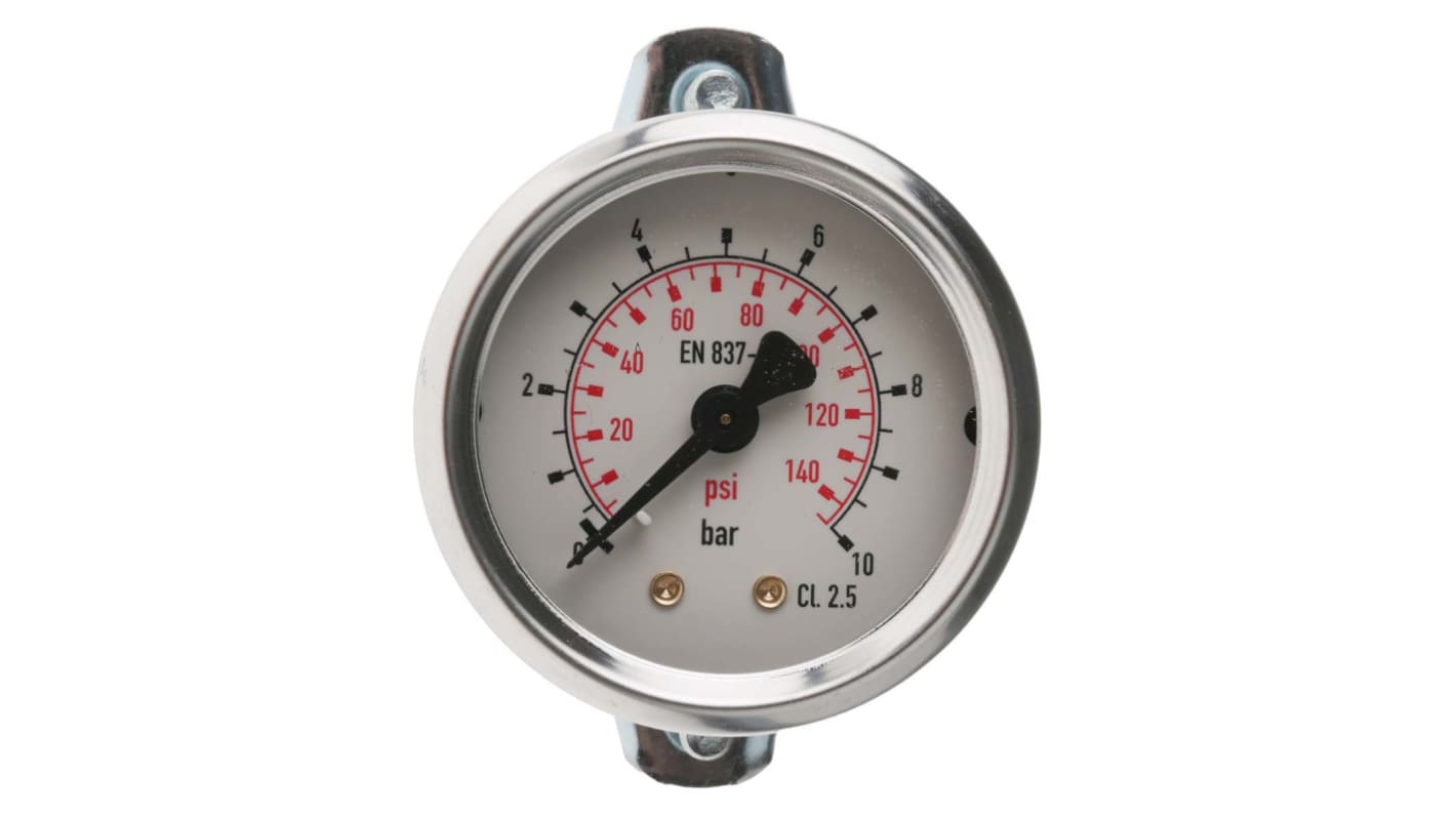 33043410 RS PRO Analogue Pressure Gauge 10bar Back Entry, 0bar min. RS