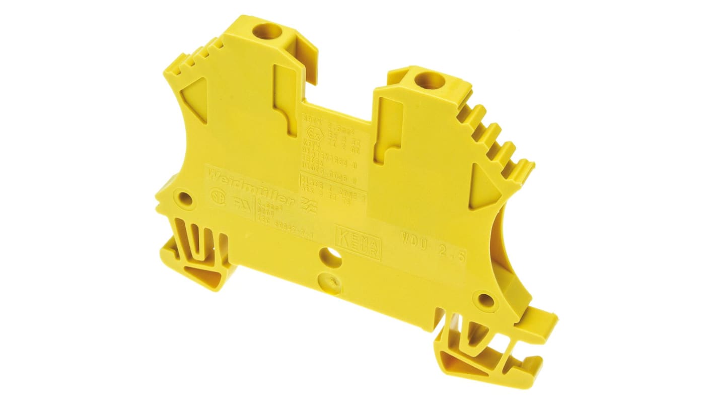 Weidmuller WDU Series Yellow Feed Through Terminal Block, 2.5mm², Single-Level, Screw Termination, ATEX