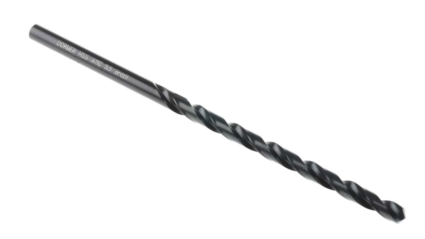 Dormer A110 Series HSS Twist Drill Bit, 5.5mm Diameter, 139 mm Overall