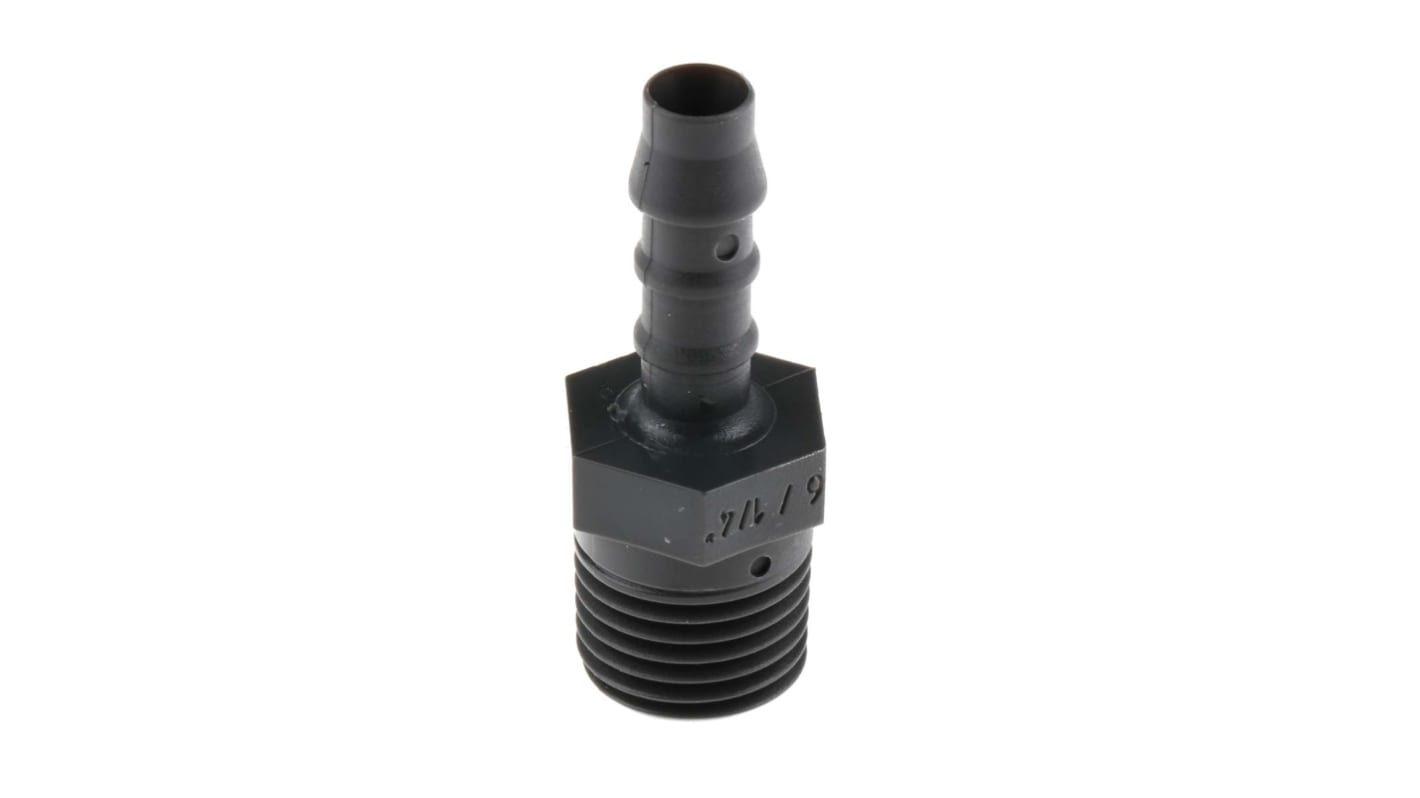 Straight Male Hose Coupling 1/4in Adaptor, 1/4 in BSP Male, Nylon