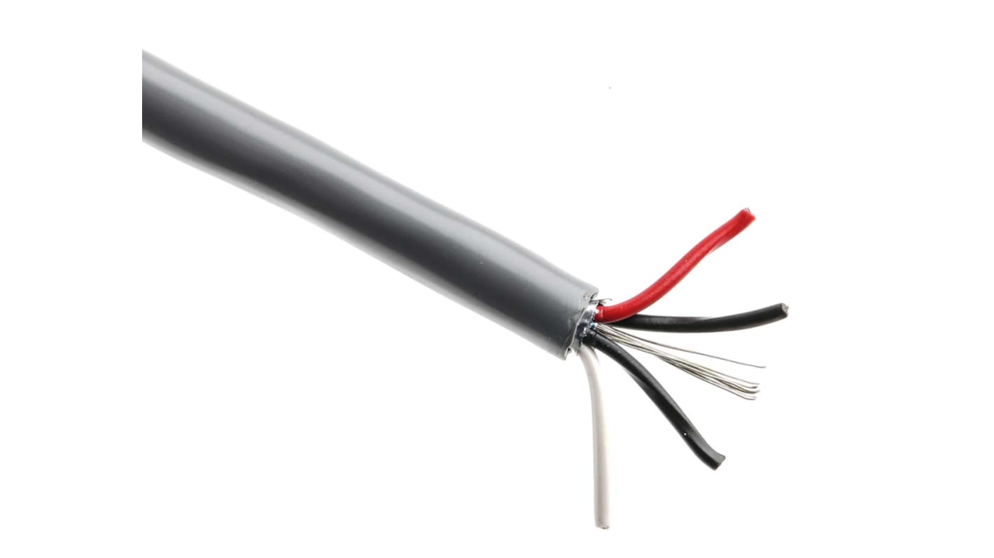 Cable de datos apantallado Belden 9502 de 4 conductores, 2 pares, 0,2 mm², 24 AWG, long. 304m, Ø ext. 5.64mm, funda de