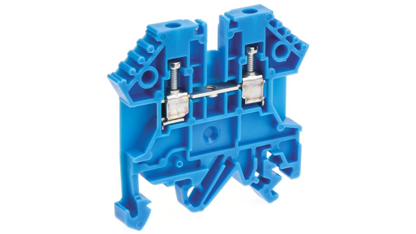 Bloc de jonction rail DIN RS PRO, 0.2 → 2.5mm², A visser, Bleu