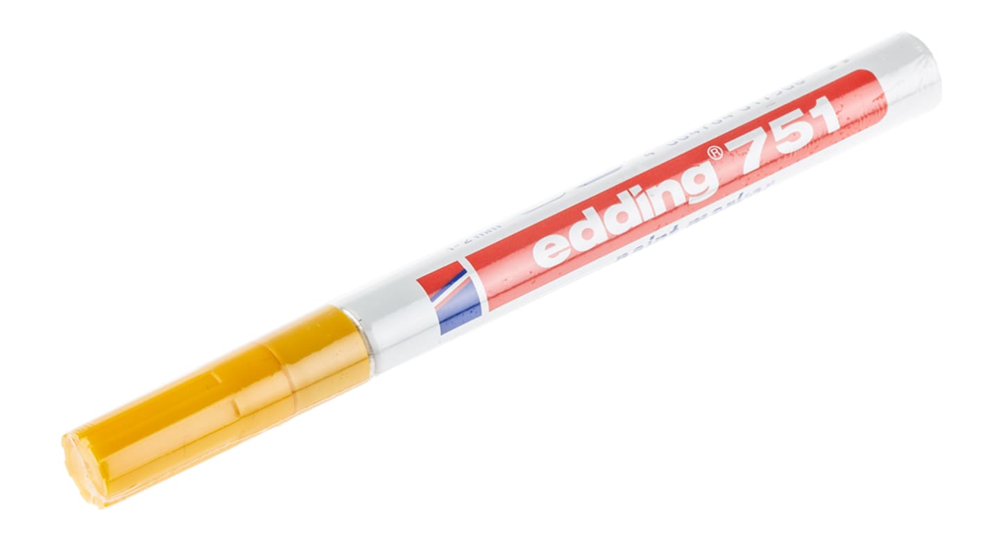 Marqueur peinture Jaune Edding, pointe de 1 → 2mm compatible sur Verre, Métal, Plastique, Bois