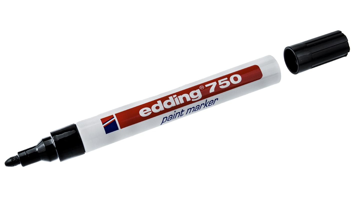 Marcador de pintura Edding de color Negro, punta mediana de 2 → 4mm, para varios materiales