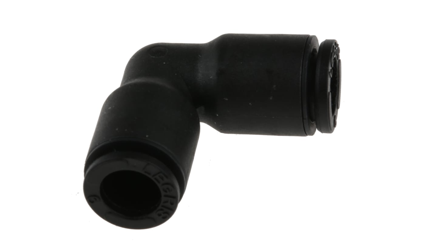 Legris LF3000 Series Elbow Tube-toTube Adaptor, Push In 6 mm to Push In 6 mm, Tube-to-Tube Connection Style