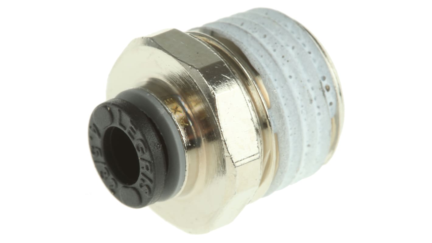 Legris LF3000 Series Straight Threaded Adaptor, R 1/4 Male to Push In 4 mm, Threaded-to-Tube Connection Style