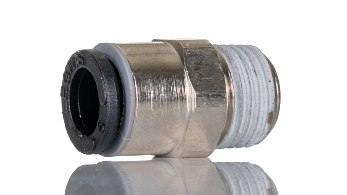 Legris LF3000 Series Straight Threaded Adaptor, R 1/8 Male to Push In 6 mm, Threaded-to-Tube Connection Style