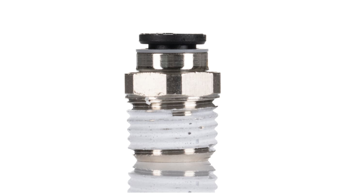 Legris LF3000 Series Straight Threaded Adaptor, R 1/4 Male to Push In 6 mm, Threaded-to-Tube Connection Style