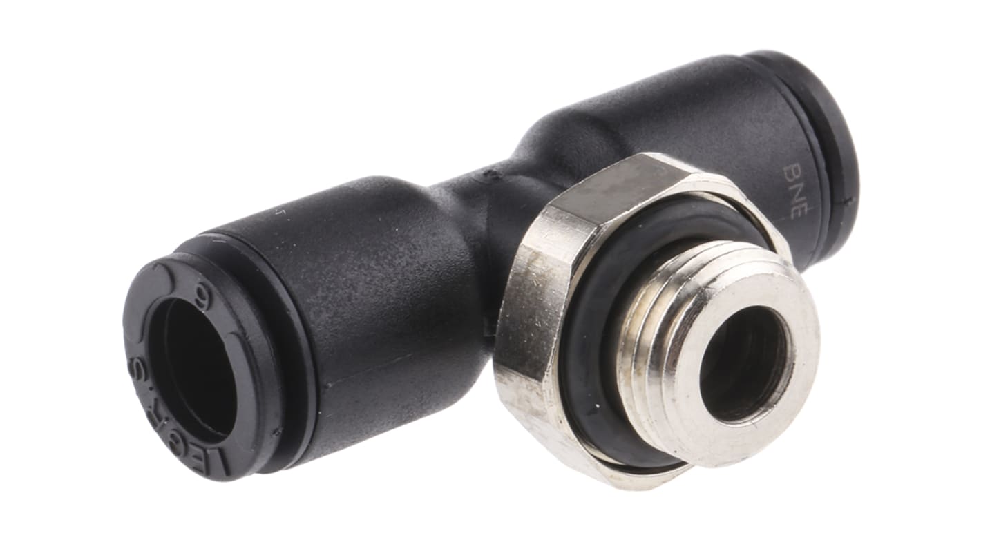 Legris LF3000 Series Tee Threaded Adaptor, Push In 6 mm to Push In 6 mm, Threaded-to-Tube Connection Style