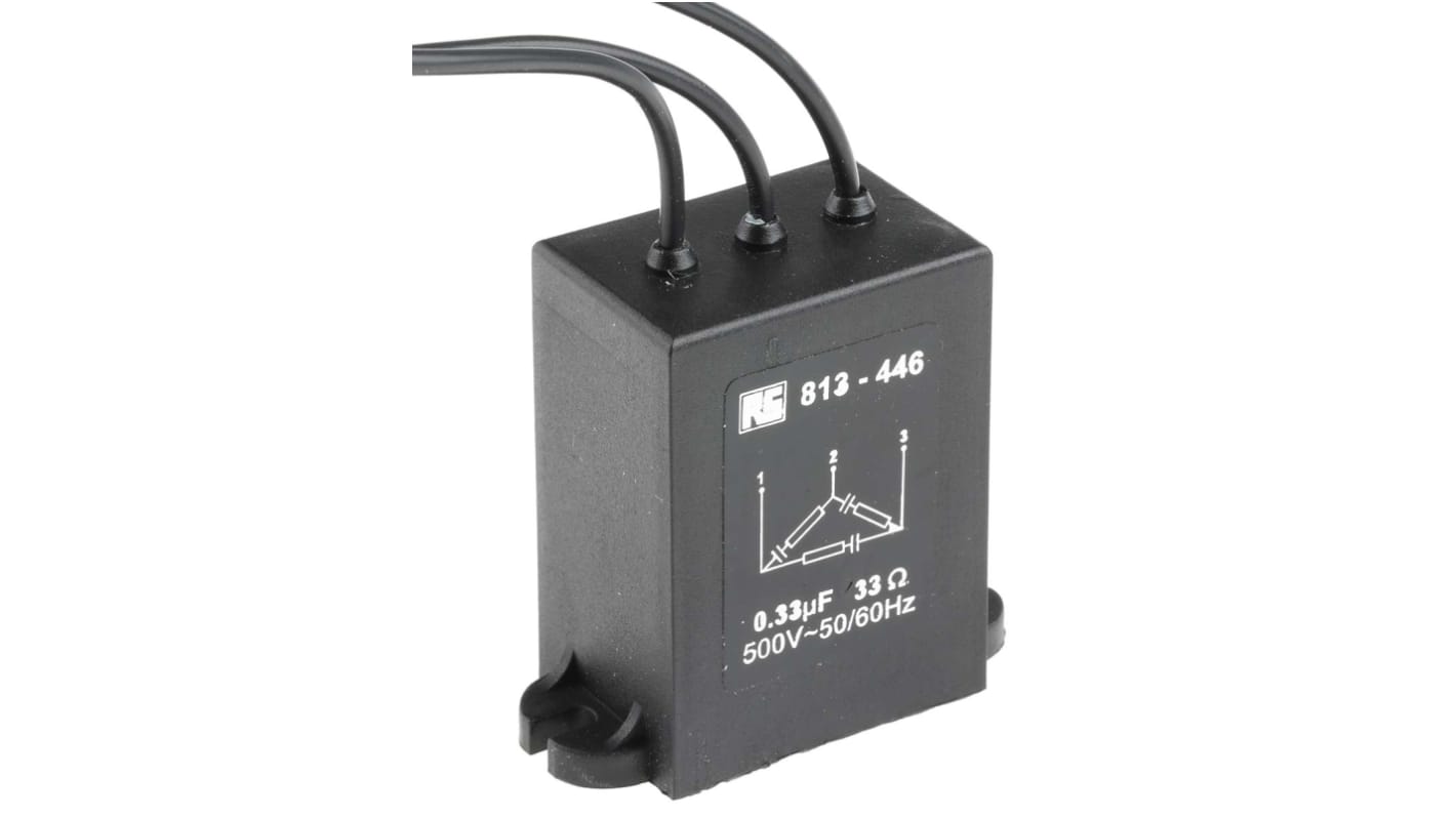 RS PRO RC Capacitor 330nF 33Ω Tolerance ±20% 500V ac 3-ways Chassis Mount DLFP Series