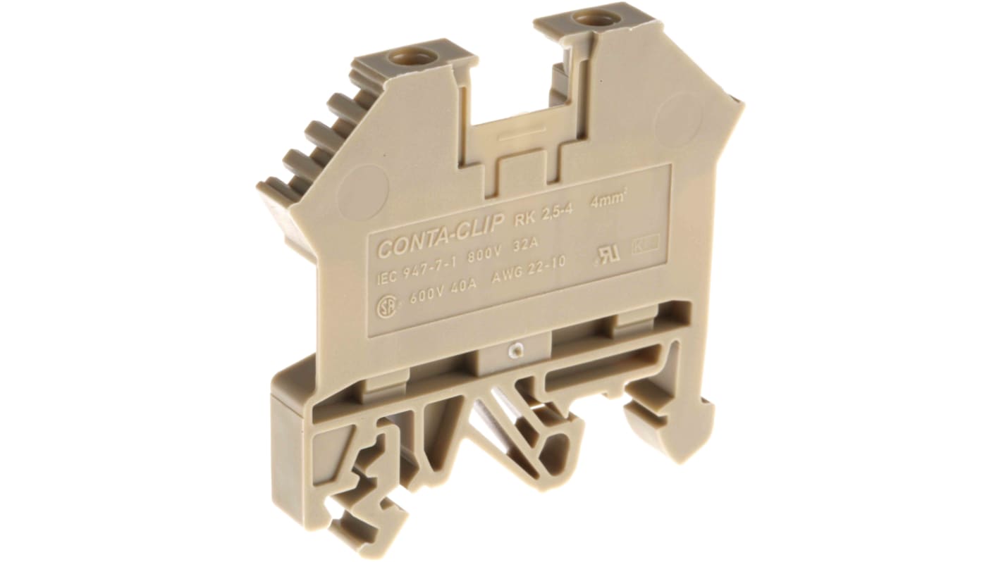 RS PRO Reihenklemmenblock Beige, 0.2 → 4mm², 800 V / 40A, Schraubanschluss