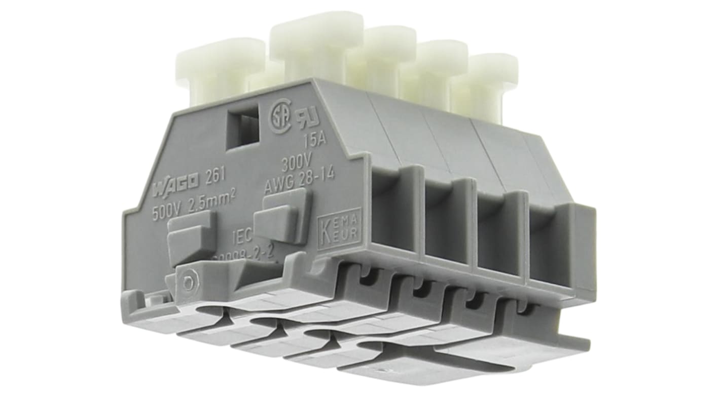 50077016 Wago 261 Series Grey Terminal Strip, 1Level RS