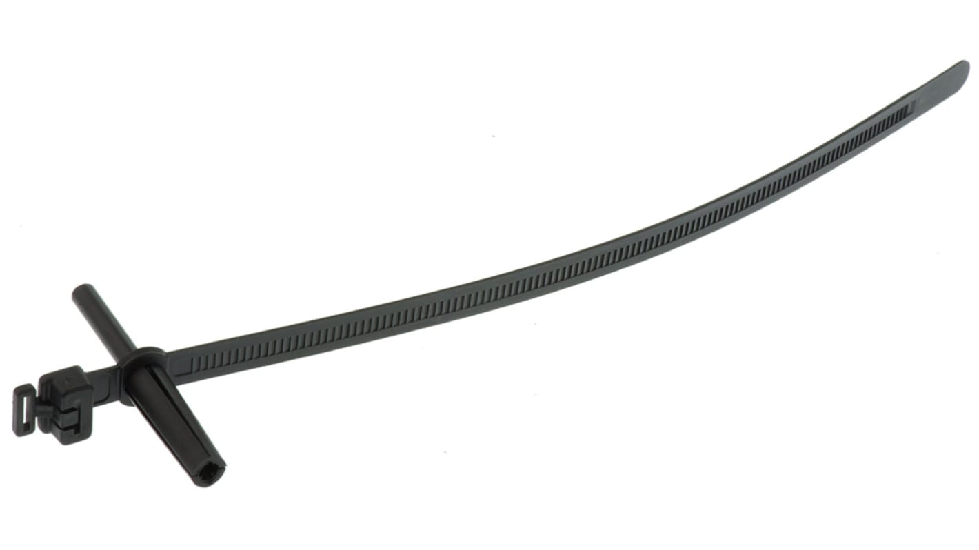 Brida HellermannTyton WPT230 de Poliamida 6,6 (PA66) Negro, 230mm x 8 mm, Fijación de conector macho en pared