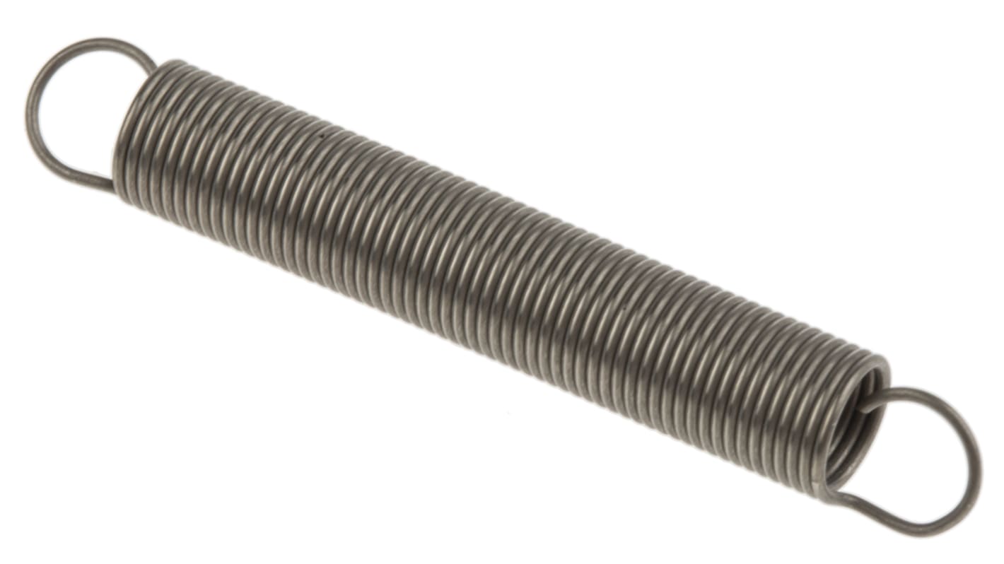 RS PRO Zugfeder Edelstahl L.: 37.7mm x Aussenø 5.5mm, Draht ø 0.5mm 6.50N Federhärte 0.07N/mm