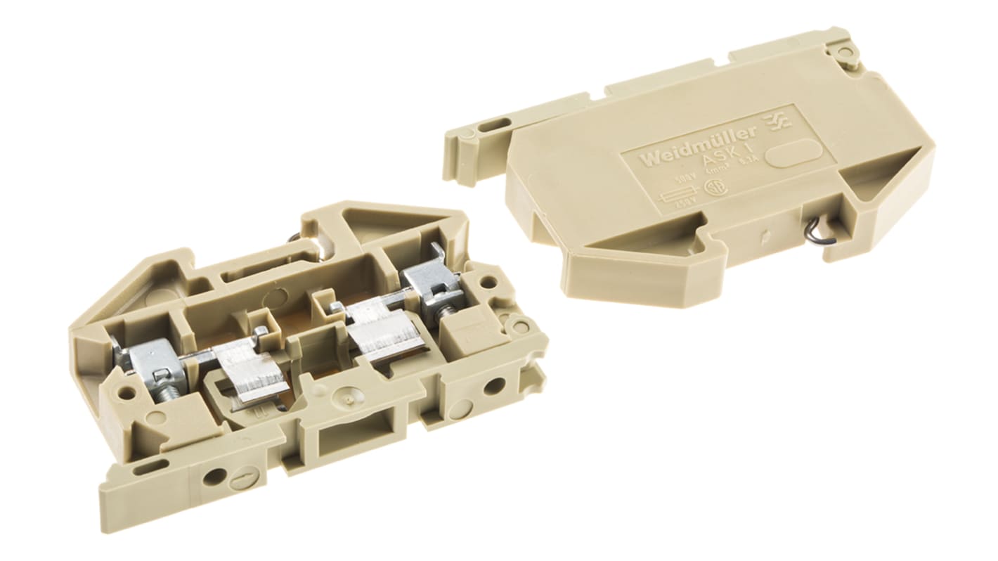 Weidmüller ASK Series Beige Fused DIN Rail Terminal, Single-Level, Screw Termination, Fused