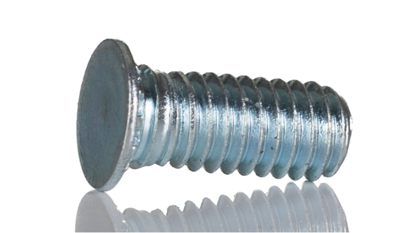 RS PRO Steel Zinc plated & clear Passivated Self Clinching Stud, M4