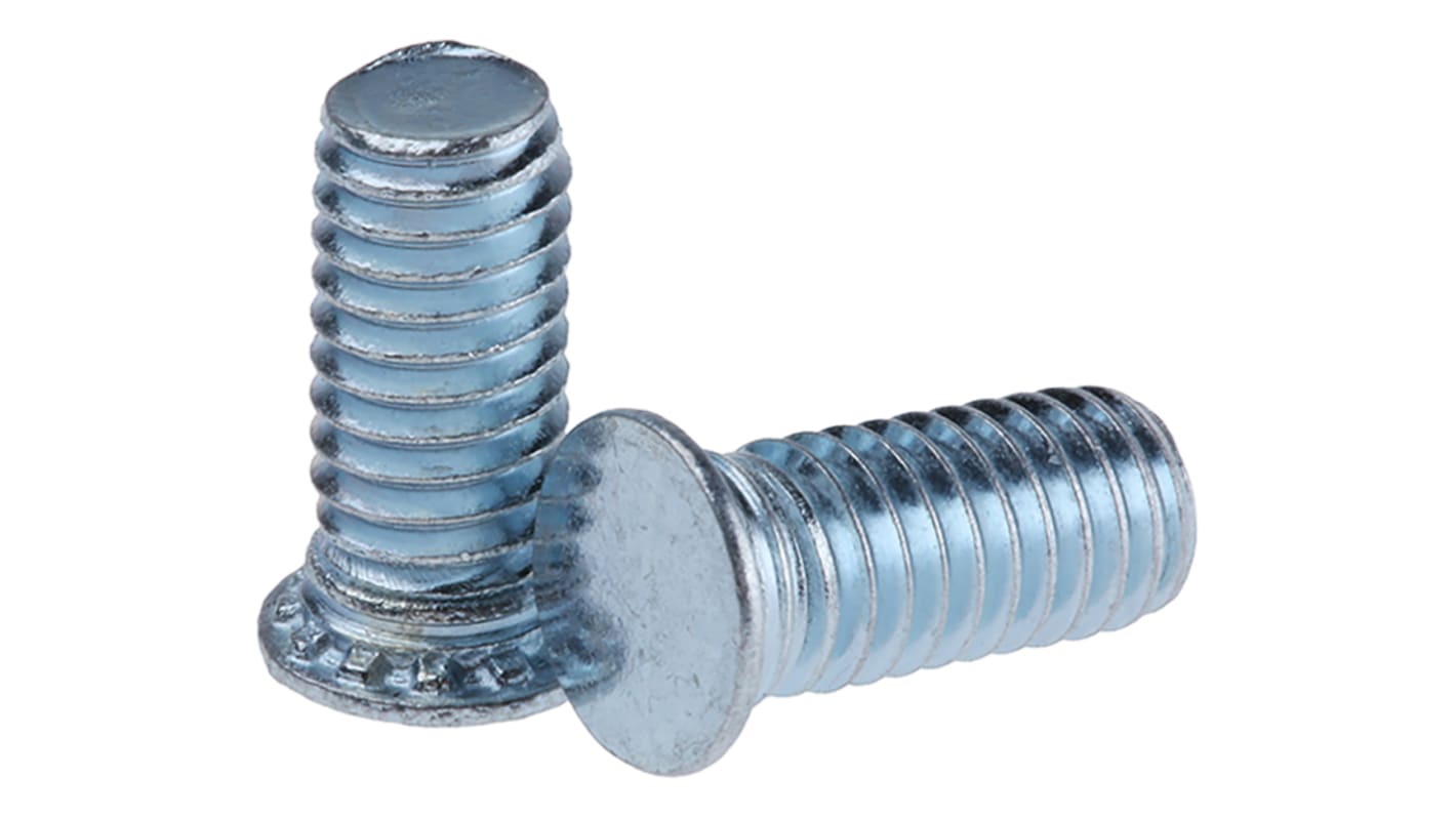 RS PRO Steel Zinc plated & clear Passivated Self Clinching Stud, M6