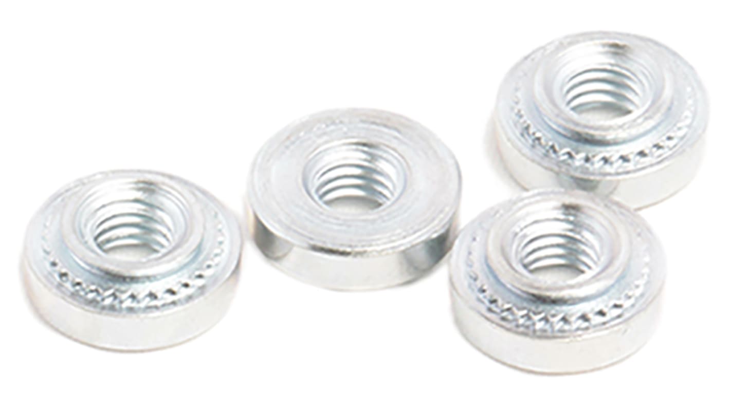 RS PRO Clear Passivated, Zinc Steel Clinch Nut, M3