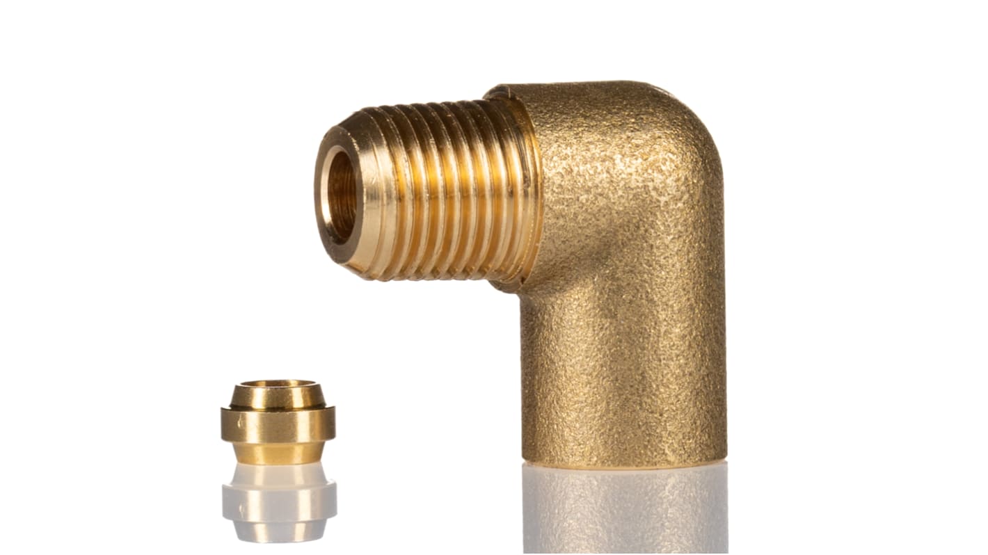 Norgren Enots 36 Series Elbow Threaded Adaptor, R 1/8 Male to Push In 4 mm, Threaded-to-Tube Connection Style