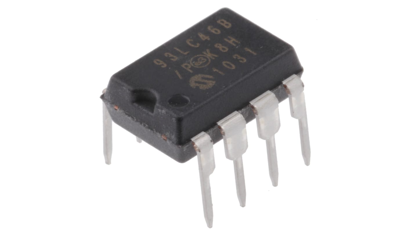 Microchip 93LC46B/P, 1kbit Serial EEPROM Memory, 200ns 8-Pin PDIP Serial-Microwire