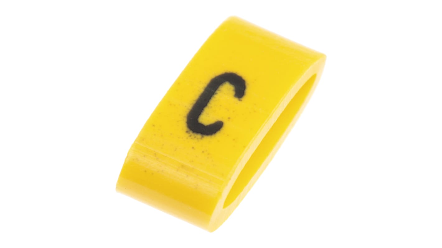 HellermannTyton Ovalgrip Slide On Cable Markers, Black on Yellow, Pre-printed "C", 2.5 → 6mm Cable