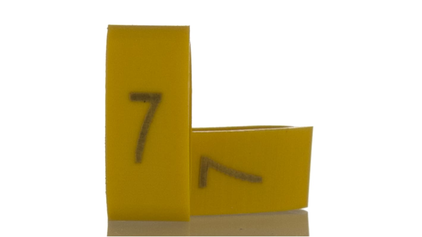 HellermannTyton Ovalgrip Slide On Cable Markers, Black on Yellow, Pre-printed "7", 2.5 → 6mm Cable