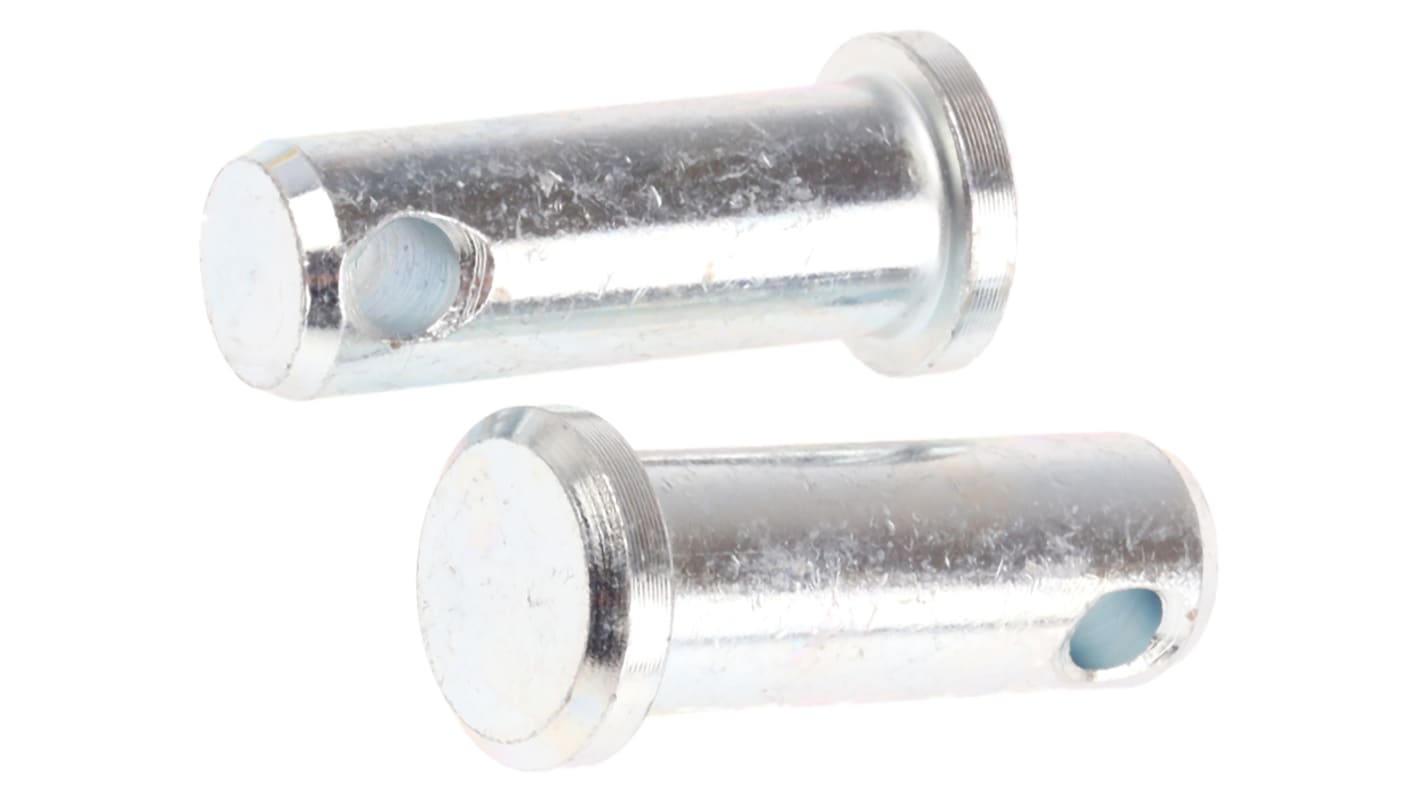 RS PRO 25.4mm Bright Zinc Plated Steel Clevis Pin, 9.5mm Diameter