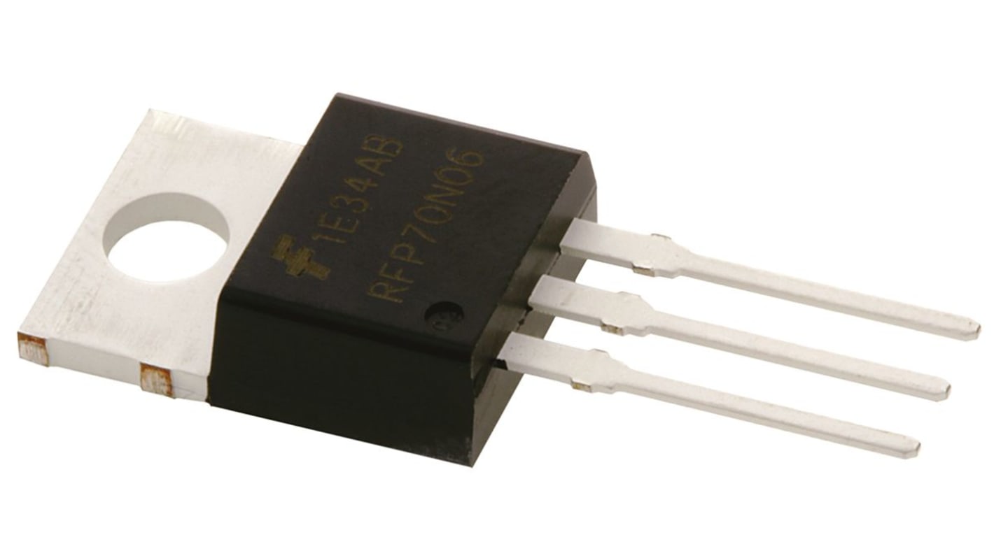 MOSFET onsemi, canale N, 14 mΩ, 70 A, TO-220AB, Su foro