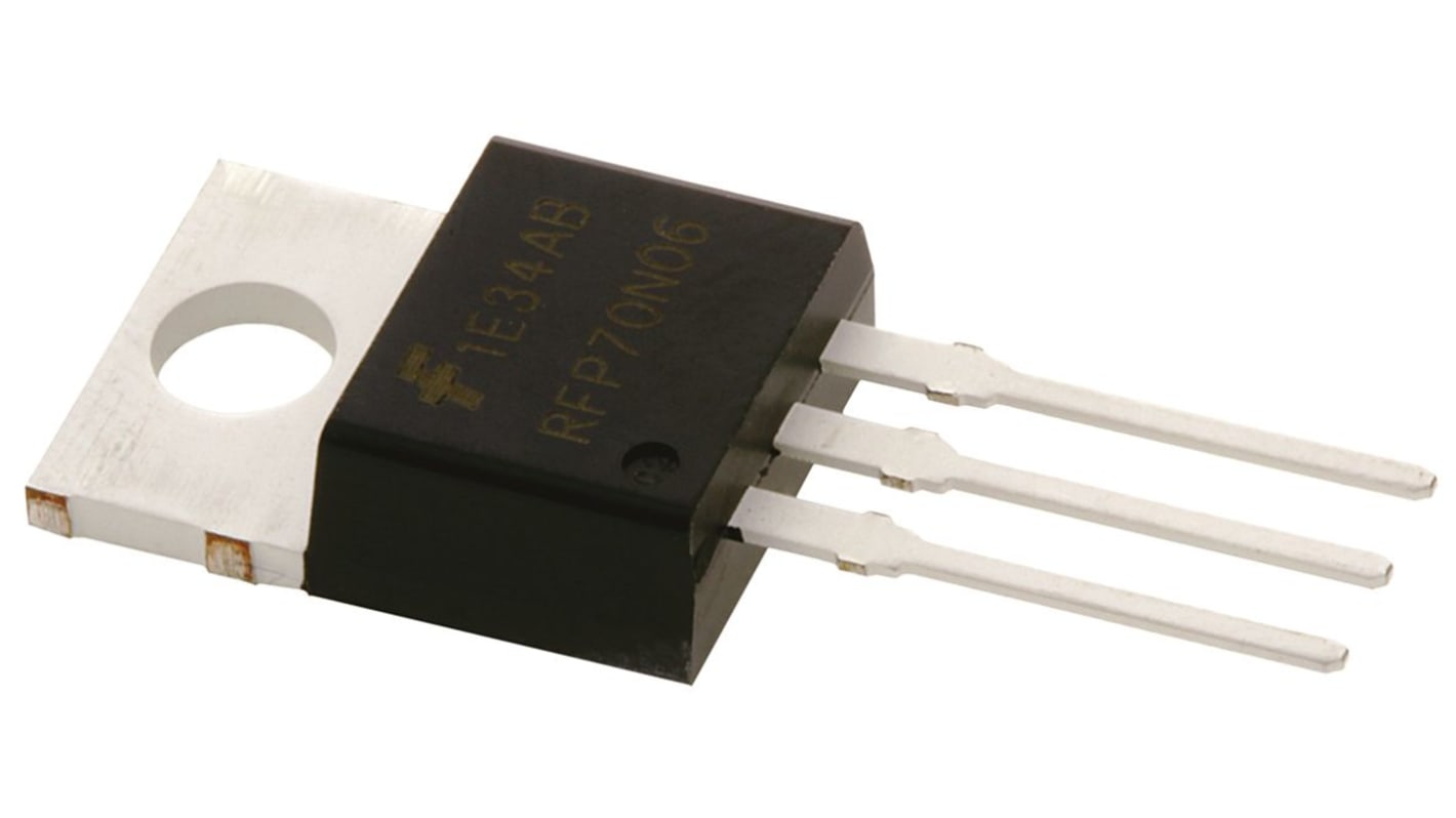 onsemi RFP70N06 N-Kanal, THT MOSFET 60 V / 70 A 150 W, 3-Pin TO-220AB