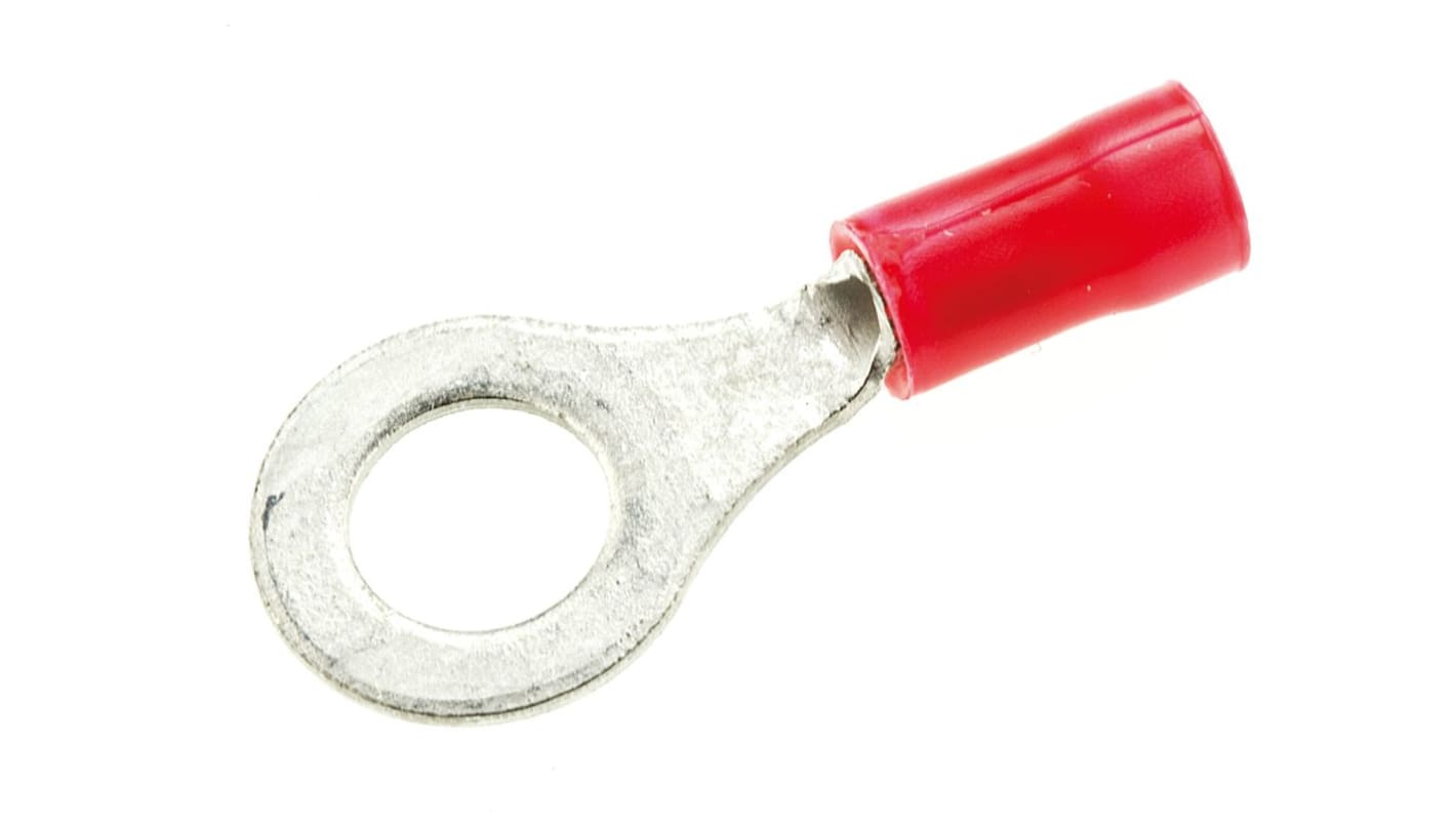 TE Connectivity, PLASTI-GRIP Insulated Ring Terminal, M6 Stud Size, 0.26mm² to 1.65mm² Wire Size, Red