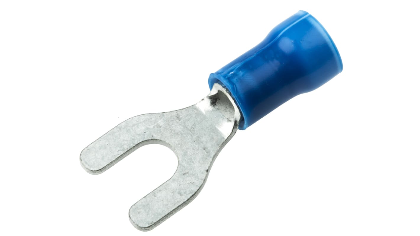 Cosse à fourche à sertir TE Connectivity série PLASTI-GRIP Isolé, Bleu 14AWG 2.6mm² 16AWG 1mm²